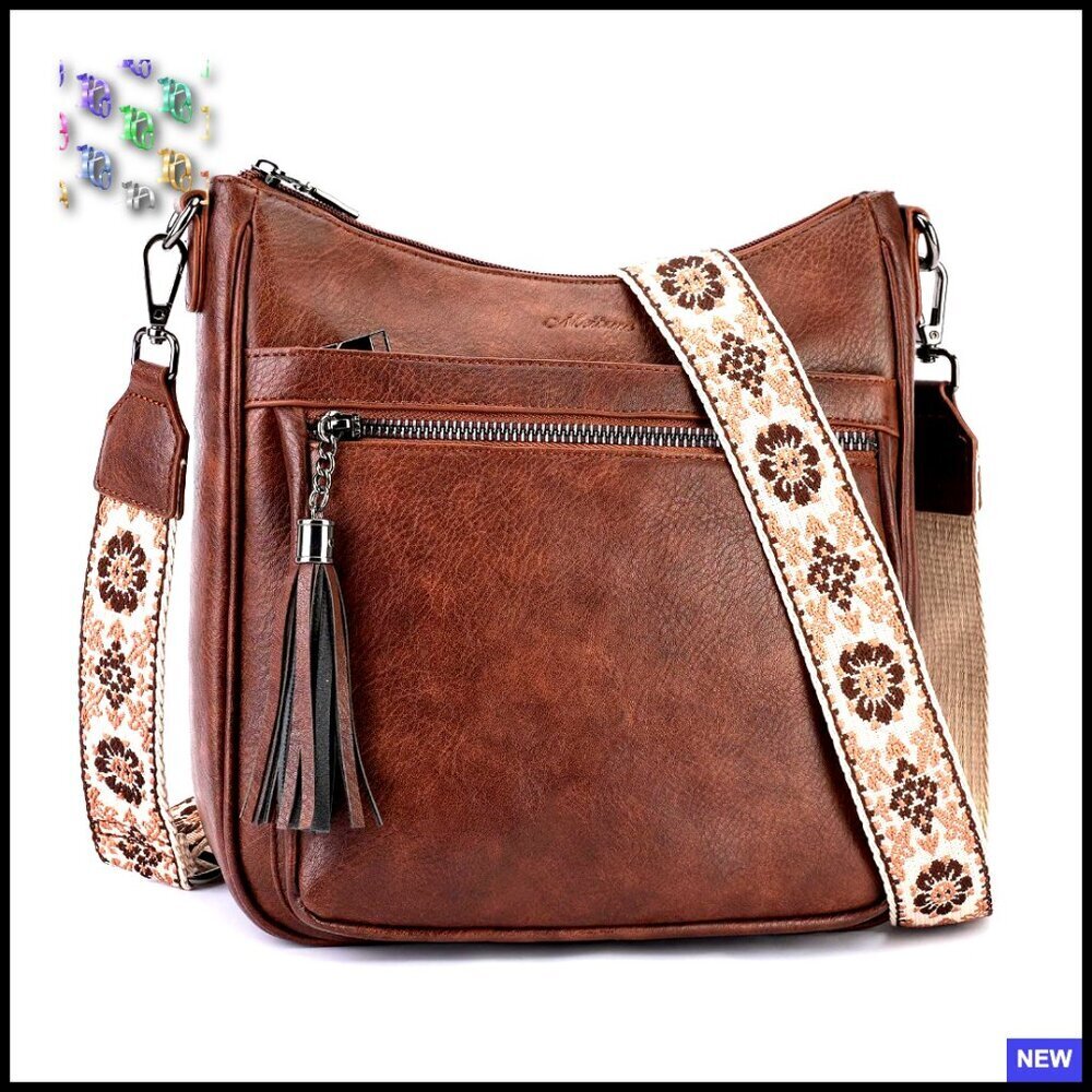 Vegan Leather Crossbody Bag Hobo Style Lightweight Chic Tassel Detail